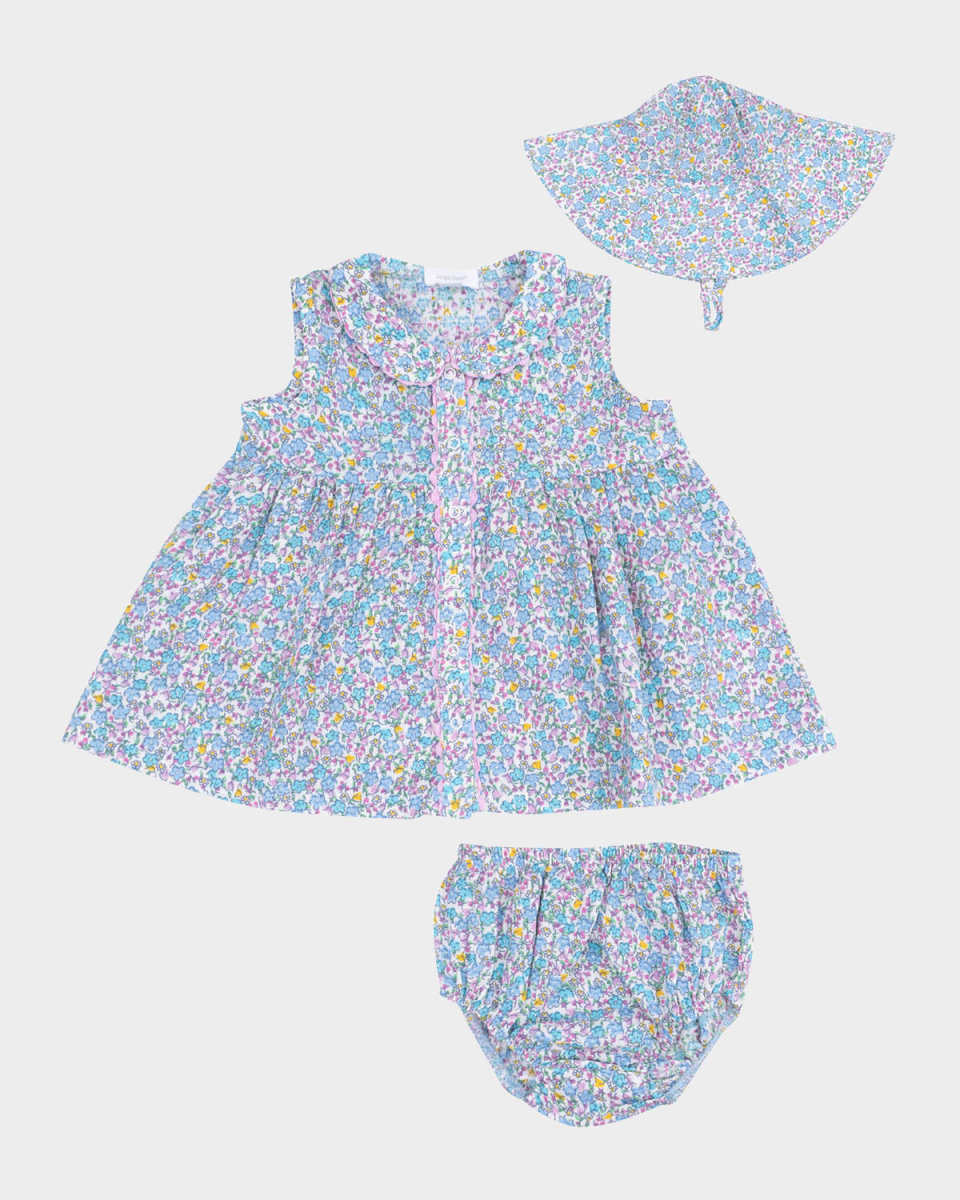 Girl's Flowers & Berries Dress W/ Sun Hat & Bloomers, Size 6M-24